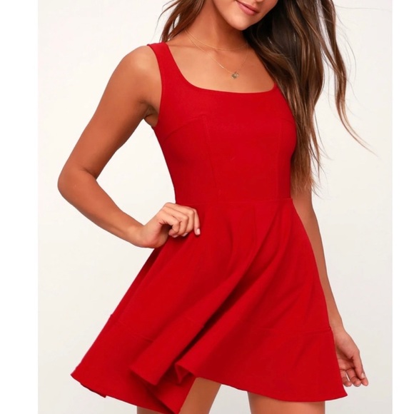 Lulus Dresses & Skirts - Lulu's Red Home Before Daylight Skater Mini Dress